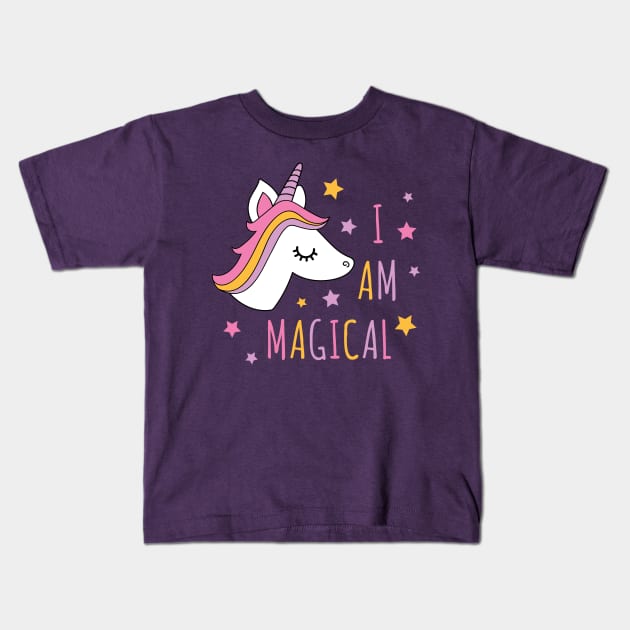 I Am Magical Unicorn Kids T-Shirt by BoredInc